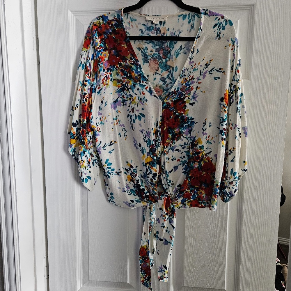 Lovestitch Floral Front Tie Blouse
